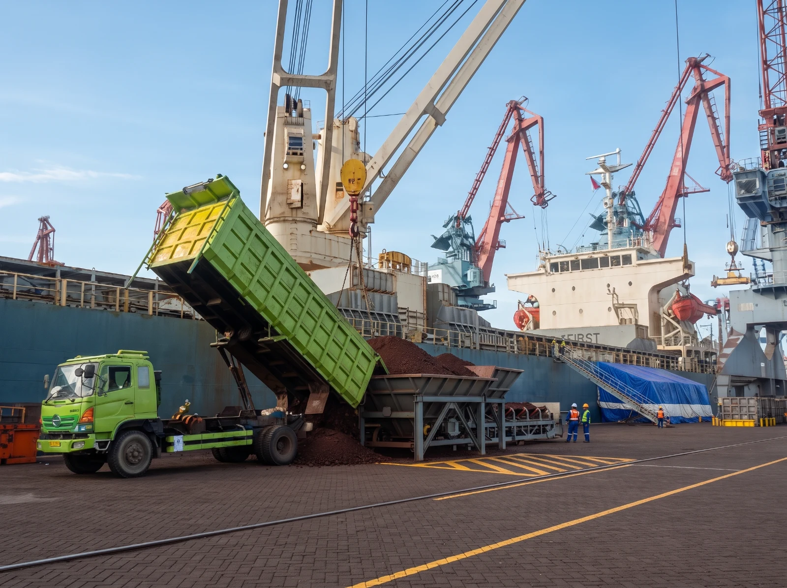 Muat Palm Kernel Shell sebagai agen pelayaran, stevedoring, forwarder, dan dukungan alat berat.